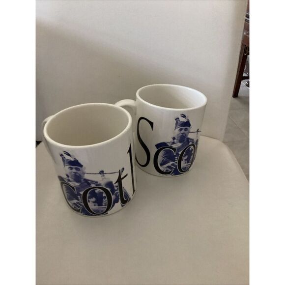 Starbucks 2002 Scotland City Mug Collecttor Series Bagpipe 22 Oz Set Of 2 - Picture 3 of 9